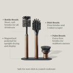 Ionic Brush Set, Magnetized to Stand Upright, Stainless Steel with Replaceable Heads, Bronze