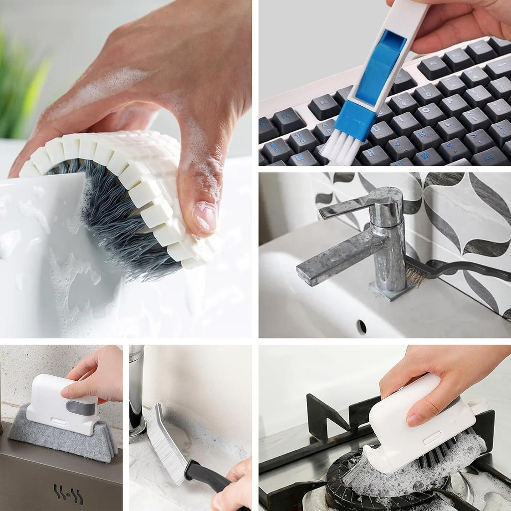 15 Pcs Window Groove Cleaning Brush Tool, Door Window Track Cleaner Groove Gap Cleaning Tools Crevice Cleaning Brush Gap Scrub Brush for Shutter Sliding Door Keyboard Tile Lines Sill Car Vents