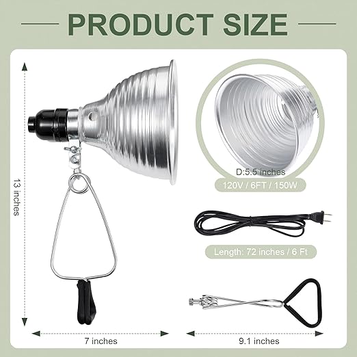 Macarrie 8 Pack Clamp Lamp Light with Aluminum Reflector, 6ft SPT-2 18awg Cord and Adjustable Stand Fixture, up to 150 Watt, E26 Socket, No Bulb(5.5 Inch)