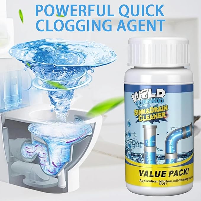 (2PCS) Wild Tornado Sink & Drain Cleaner Powder - Pipeline Dredging Agent for Kitchen & Bathroom, Suitable For All Sewers