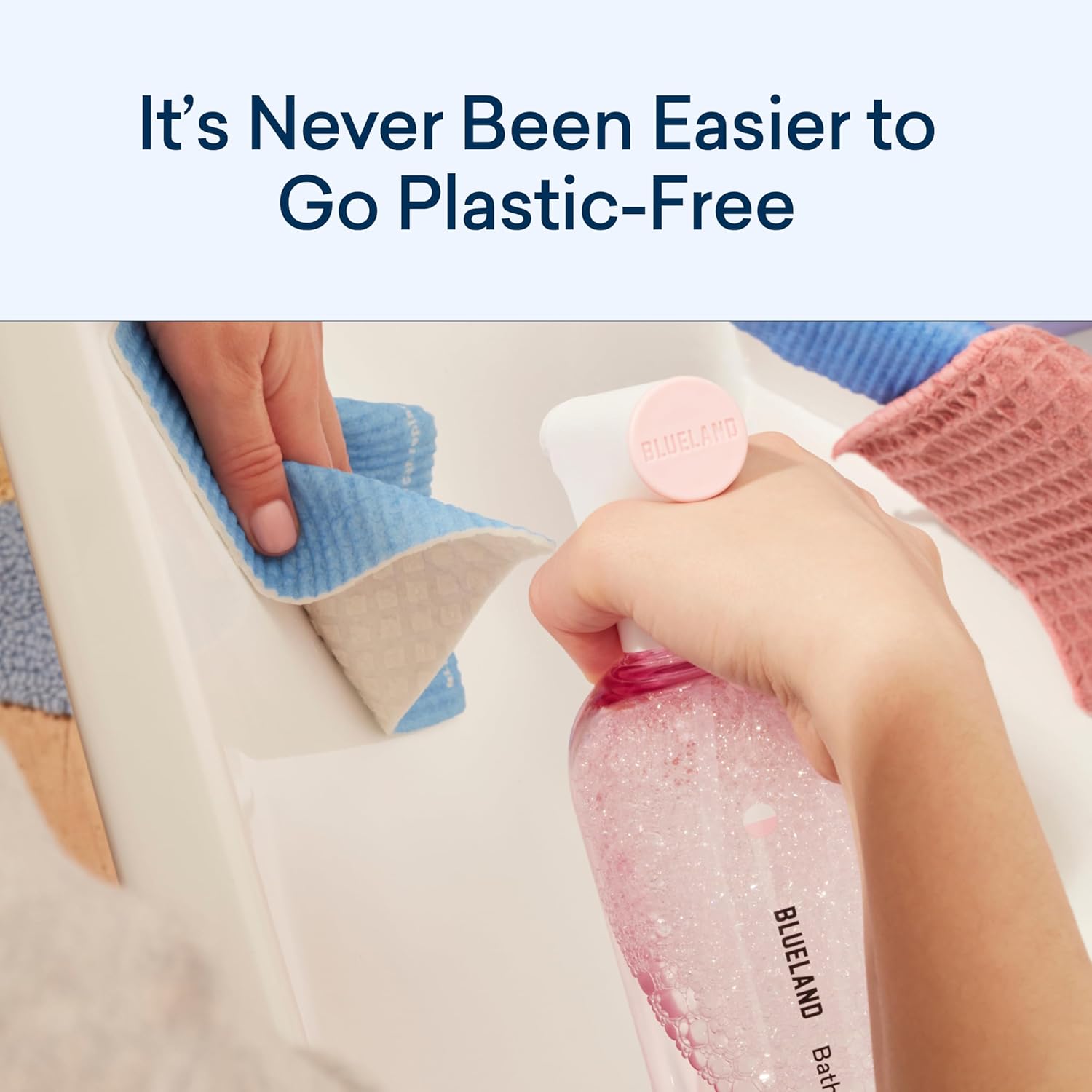 BLUELAND Bathroom Cleaner, 4-Pack Refill, Eucalyptus Mint Scent, Eco-Friendly Cleaning Supplies, 4 x 24 Fl oz