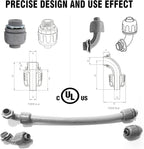 30Pcs 1/2 Inch Liquid Tight Connector PVC Electrical Conduit Fittings Straight 180 Degree Flexible Conduit Connector for Home Kitchen Bathroom Tube Tool Supplies,UL Listed