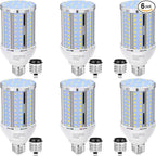 6 Pack 54W Corn LED Light Bulb,(480 Watt Equivalent) Fanless E26/E27 Medium Base LED Cob Lamp 5000K Daylight 6,800LM for Outdoor Indoor Garage Warehouse Factory Workshop Street Backyard