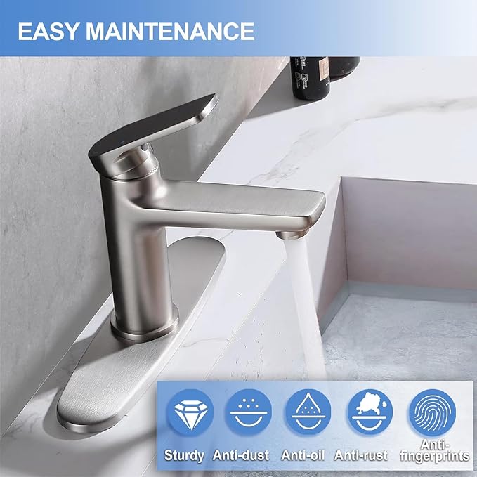 Brushed Nickel 10 inch Sink Faucet Hole Cover Deck Plate, 304 Stainless Steel Escutcheon for 1 or 3 Hole Kitchen, Bathroom or Vanity Sink, Fits Pull-Down, Pull-Out and Mixer Taps