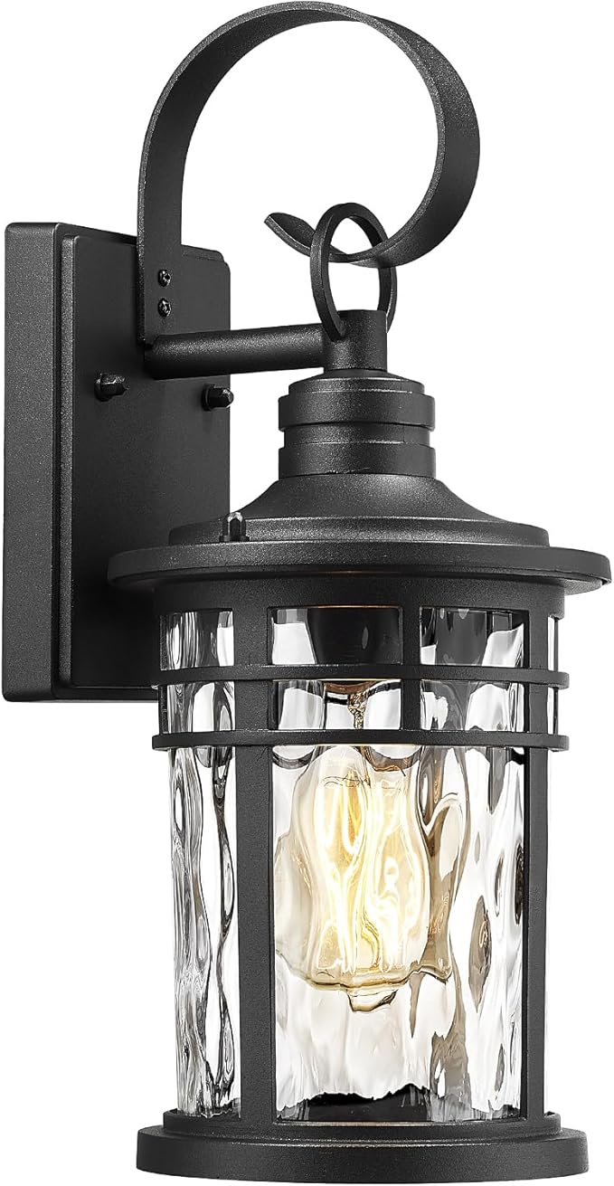 Darkaway Outdoor Wall Lights,Exterior Lighting Fixtures Wall Mount Porch Lights Waterproof Outdoor Sconce with Water Ripple Glass for House Patio Hallway Garage