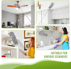 100-inch Duster with Extension Pole, 9-in-1 Cobweb Duster Kit Includes Spider Web Brush & Flat Gap Cleaner for High Ceiling, Fan, Under Appliances, Car, Home Deep Cleaning