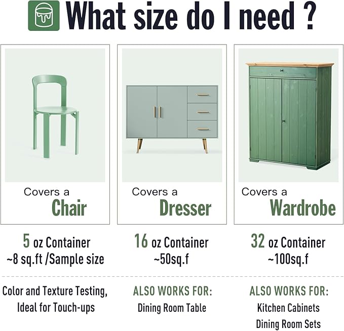 DWIL Matte Finish Furniture Paint - 32 Oz Wood Paint for Cabinets, Doors, Tables, and Dressers Refinishing - Water-Based, Non-Toxic & Odorless, Easy to Apply(Cardamom Green)-With Tools