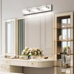 Ralbay 24inch Brushed Nickel Bathroom Vanity Lights 3-Light Metal Acrylic LED Modern Bathroom Wall Lighting Fixtures