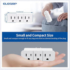 ELEGRP Triple Outlet Extender, 3-Prong Grounded Wall Tab, Multiple Outlet Extender Adapter Plug with 3 Electrical Outlets for Travel Home Hotel Office, ETL Listed, 2 Pack, White