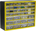 Akro-Mils 44-Drawer Plastic Drawer Storage Cabinet for Garage Organization, Bead Organizer, Building Bricks Storage, Teacher Toolbox, Makeup Organizer, 20-Inch W x 6-Inch D x 16-Inch H, 10144 Yellow
