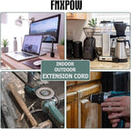 Indoor Outdoor Extension Cord 10 FT Waterproof, 16/3 Gauge Heavy Duty Gray Extension Cords, 13A 1625W SJTW Extension Cord with 3 Prong Grounded Plug, Great for Tools, Lights, UL Listed.