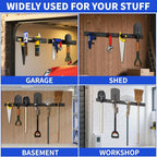 Garden Tool Organizer Wall Mount, 48inch Heavy Duty Garden Tool organizer Storage System, Easy Install With 7 Adjustable Hooks, For Garage, Basement, Shed, Workshop(Black)