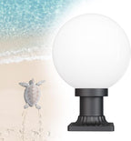 KastLite 590nm Amber LED Pier Mount Globe Light - Sea Turtle Friendly Outdoor Fixture - 7.5W Wildlife Safe Lighting for Coastal Porch Garden & Dock Use - Made in USA - White Acrylic Lens, Black Base