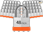 Padlocks Keyed Alike, Pack of 48, Laminated Steel Keyed Lock (1-9/16", 40mm), Padlocks with Same Key, Normal Shackle, for Toolbox, Locker & StorageUnit or More