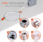 HALO HLB Recessed Lighting 6 Inch LED Canless, Ceiling and Shower Light, Dimmable w/Selectable Lumens and Color Temperatures 4-Pack- HLB6LSFS5-4PK