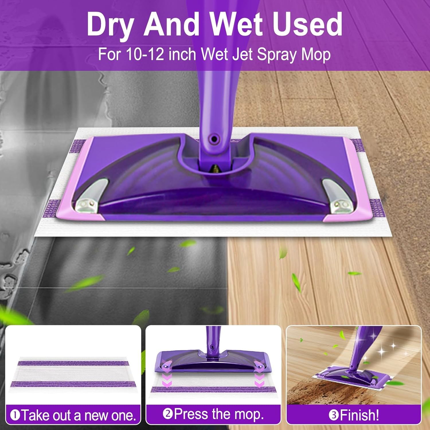 40 Count Disposable Wet Pads Refill for Wet Jet Spray Mop, Wet Jet Pads Refills for Multi Surface, Disposable Wet Jet Hardwood Floor for Wet Pads Refill, Thickness & Absorbent