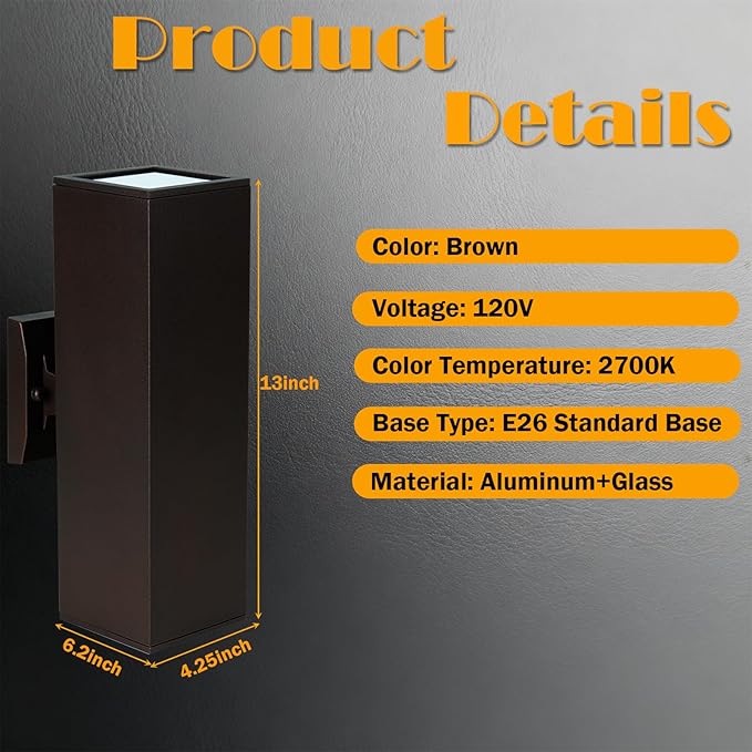 Dusk to Dawn Outdoor Wall Light,Patio Wall Light Fixture, Oil Bronze Porch Lights Outdoor Wall, Anti Rust Waterproof Outside Wall Sconces for Garage, Balcony, Entrance - ETL