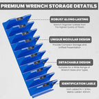 80PCS Modular Wrench Organizer Wrench Holder - Wrench Tool Organizers for Tool Drawer Storage, Wrench Storage Set with Metric & SAE Label, Wrench Rack Tool Gift for Professional Mechanics Men, Blue