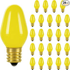 OHLECTRIC Night Light Bulbs (24-Pack – Yellow), 7 Watt Mini Bulbs – E12 Candelabra Base, Non-Dimmable, 120 Volts – C7 Night Light Lamp Replacement Bulb for Salt Lamps, Window Candles, Holiday Decor