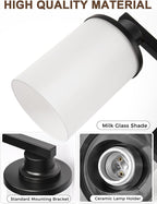 DORESshop 5-Light Black Bathroom Light Fixture Over Mirror with Milk Glass Shade, Modern Vanity Lights for Hallway Living Room Bedroom, ETL Listed