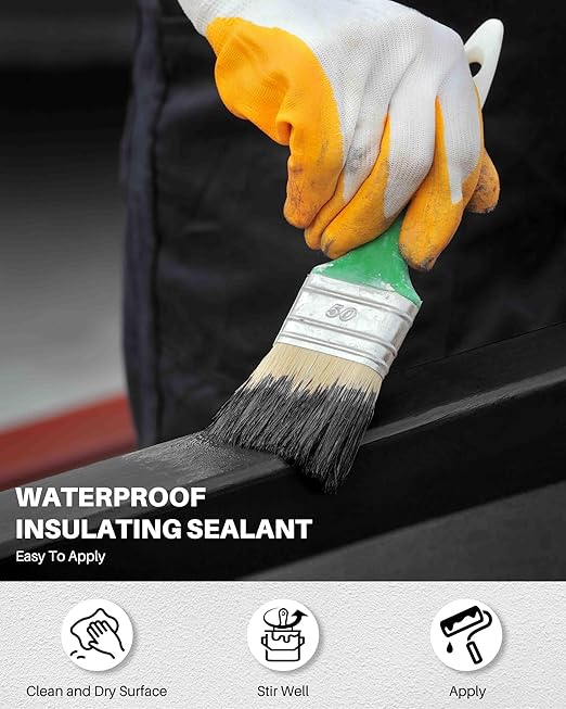 Polyurethane Waterproof Coating Black, 1 Gallon, Roof Sealant Waterproof Coating for Flat & Matal Roofs, Foundations, Concretes, Indoor and Outdoor Leak Repair Basement Sealer Waterproofing