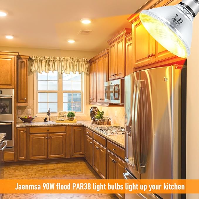 PAR38 Halogen Flood Light Bulbs 90W 120V, 2Pcs PAR38 Halogen Light Bulbs with E26 Base, 2800K Warm White, 4050 Lumens for Indoor and Outdoor