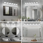 Modern LED Bathroom Lights Fixtures(6-Light),Metal Chrome Acrylic Wall Lighting,Vanity Lights for Bathroom Over Mirror(6000k 41In