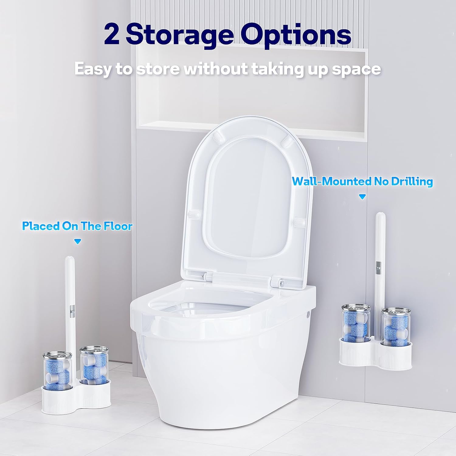 8 Pack Pumice Stone Toilet Bowl Set with 18 in Extra Long Handle,White Holder Case,Pumice Stone for Cleaning, for Cleaning Toilets, Bathtubs, Grills, Swimming Pools, Sinks