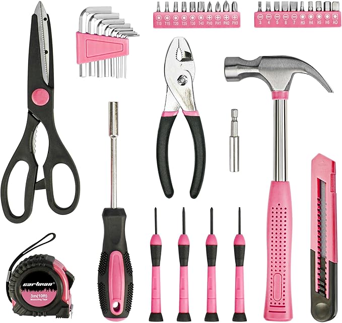 CARTMAN 39-Piece Home Tool Set Kit, Essential Household Hand Tools with Plastic Storage Case