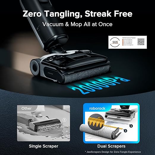 roborock F25 ACE Combo Wet Dry Vacuum Cleaner, 5-in-1 Cordless Stick Vacuum Mop, Smart Hard Floor Washer with 180° Lie-Flat, AI Assitant Wheels, Self Cleaning, 65 min Runtime, Whole House Cleaning