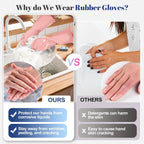 Rubber Kitchen Dishwashing Gloves - 3 Pairs Reusable Household Cleaning Gloves, Flexible and Durable & Non-slip Cleaning Gloves, Great for Kitchen, Bathroom, Laundry (Large, Pink+Blue+Grey)