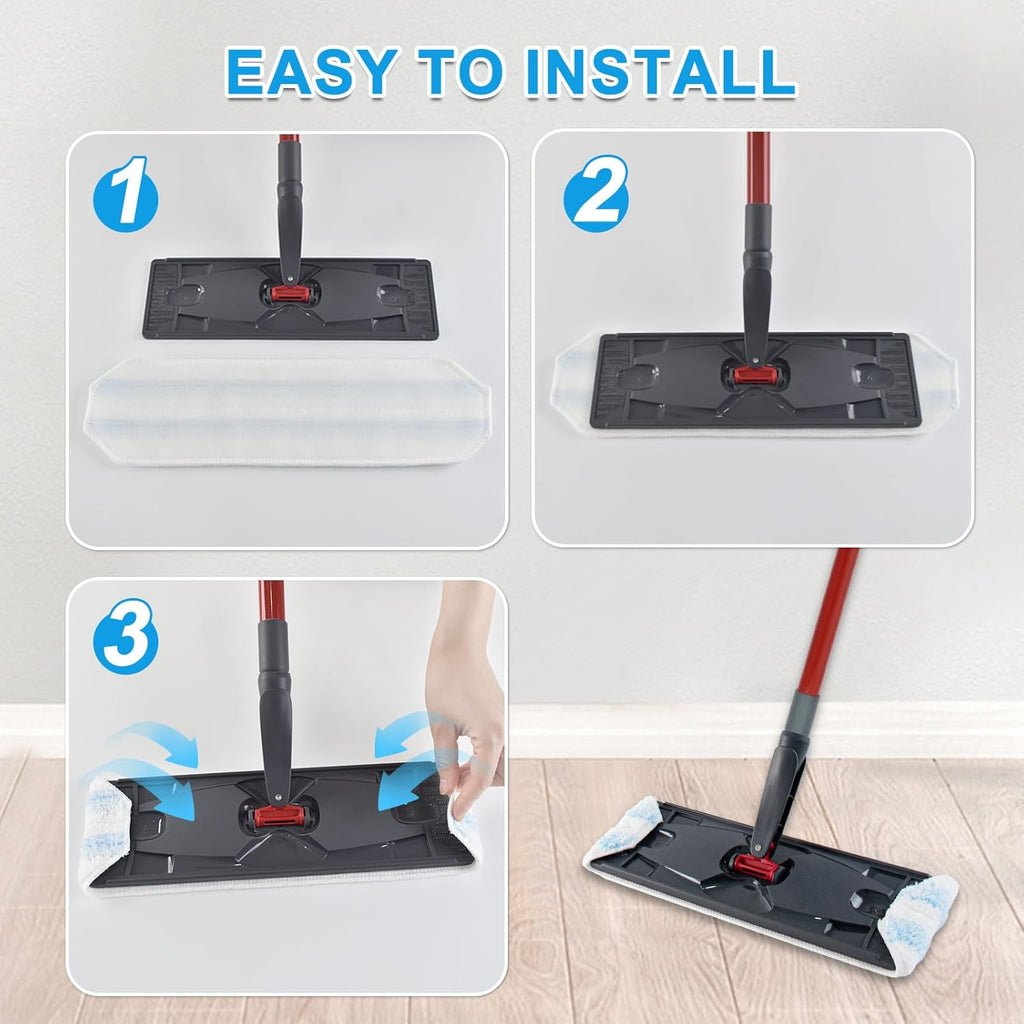 Mop Replacement Pads for Ocedar H2prO Flat Mop, 4 Pack Mop Refills for O-Cedar H2pro Flat Mop, Machine Washable Reusable Microfiber Mop Heads Replacements for Ocedar H2 Pro Mop