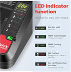 ARyee LB2X4020 6.0Ah 20V Battery for Black and Decker 20V Max LBXR20 LB20 LBX20 LBXR2020 LBX4020 LBX4020 Cordless Tools Battery with 20V Battery Charger PCC685L