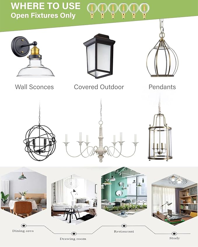 G16.5 Dimmable E12 Led Bulb 6W Equal 60 Watt E12 Candelabra Bulb Daylight 4000K Globe Light Bulb for Chandeliers,Ceiling Fan,Wall Sconce,600lm,AC120V,6Pack