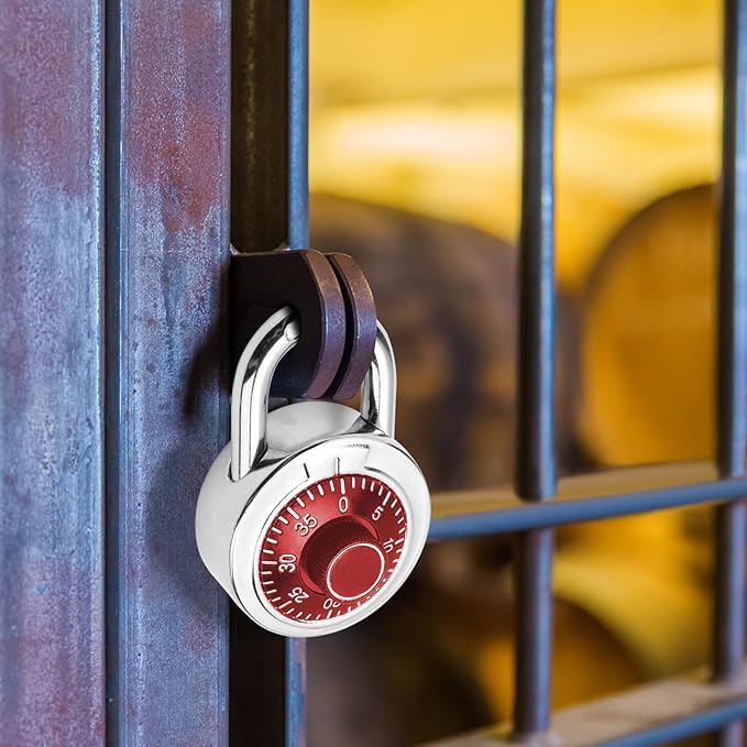 Combination Padlock,Lock for Gym and School Lockers Safe,Red Turntable,Mini Combination Lock(Pack of 2)