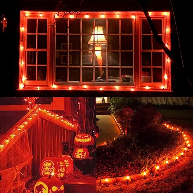 C7 Orange Light Bulbs- 25 Pack Vintage Ceramic Orange Light Replacement Bulbs for Halloween Christmas Lights Night Light Chandelier Fall Holiday Decor, E12 Candelabra Base, 5 Watts