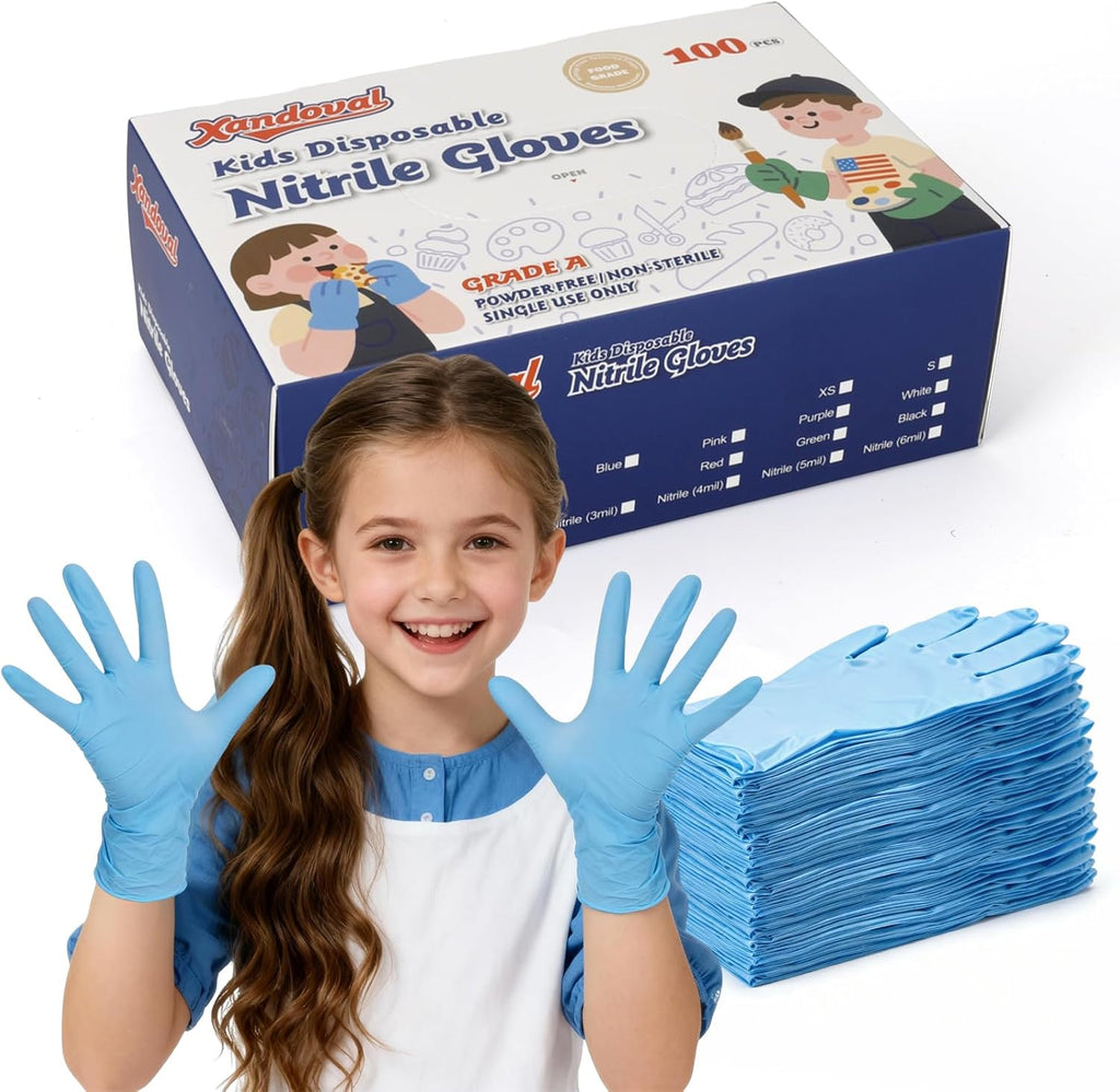 Kids Disposable Gloves, SmalNitrile Gloves for Cleaning, Cooking, Gardening