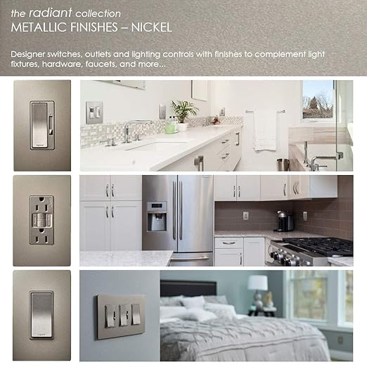 Legrand - Pass & Seymour 15 Amp Light Switch with Rocker Wall Switch, Nickel Single Pole Rocker Light Switch, TM870NICC10, 1 Count (Pack of 2)