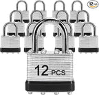 Padlocks with Same Key, LQYN 12 Pcs Laminated Keyed Padlock (1-9/16", 40mm), Keyed Alike Locks, Normal Shackle, for Storage Locker, Hasp Latch, Toolbox, Sheds