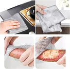 YinQin 28x20 cm Stainless Steel Wire Scrubber Cloth for Pots & Pans Sink Stove Top Dual-Sided Rust-Resistant & Easy Clean Kitchen Cleaning Cloths Non-Scratch Metallic Mesh Dishwashing Cloth Rag, 4 PCS