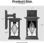 Outdoor Wall Sconce Light Matte Black Water Ripple Handmade Glass Shade Waterproof Outdoor Porch Light Wall Mount Aluminum Exterior Wall Light Fixtures