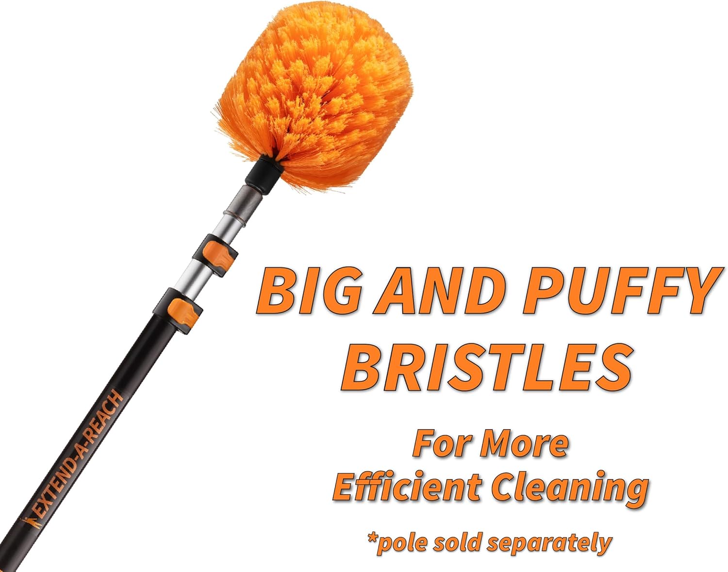 Cobweb Duster Head Brush // Spider Web Brush for Outdoor & Indoor Web Cleaning // Twist-On Corner Duster Fits Standard Acme Threaded Extension Poles // Best Cobweb Brush Head (Pole Sold Separately)