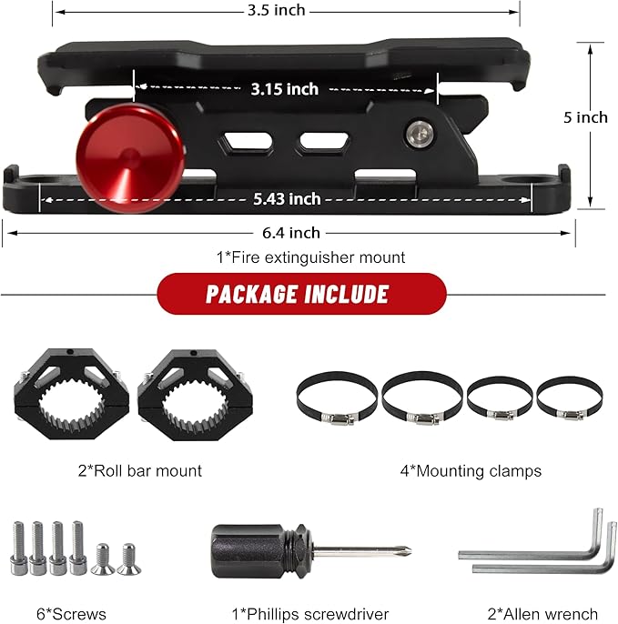 ATV Motorcycle Fire Extinguisher Bracket - Quick Release Fire Extinguisher Holder Mount - Universal 7/8" to 9/8" Handlebar Fit for Yamaha, Polaris, Honda, Can-Am, Kawasaki - Secures Extinguishers