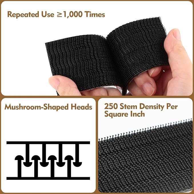 3M Dual Lock SJ3550 1"x 2" 10PCS Black Reclosable Fastener Heavy Duty Interlocking Tape Mushroom Shaped Sticky Hook Lock Mounting Tape for EZ Pass Holder Indoor Outdoor Use