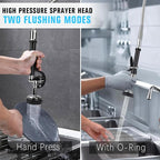 Spray Valve with 60" Flexible Stainless Steel Hose & Pre-Rinse Overhead Spring, Commercial Faucet Flexible Hose with Spray Head Replacement Kit for Commercial Restaurant Industrial Kitchen Sink Faucet