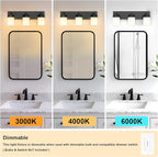 IZORRO Bathroom Vanity Light Fixture, 3-Light 22 Inch Matte Black Bathroom Light Fixtures Over Mirror, with White Glass Shade, Modern Farmhouse Vanity Lights, Rustic Restroom Lighting Fixtures