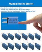 15A Low Profile Mini Fuse Kit– Automotive 15A ATM Manual Reset Circuit Breaker Fuses for Boat, RV, Car, Truck, DC 12V/32V 15 Amp Manual Resettable Blade Assortment Kit with Resettable Fuses