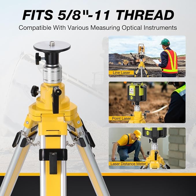 Elevator Tripod for Laser Level, 43.3-106.29 inch Height Adjustment Heavy Duty Survey Tripod, with Level Bubble & Diffusion Limiter, Liftable Non-Skid Feet for Construction