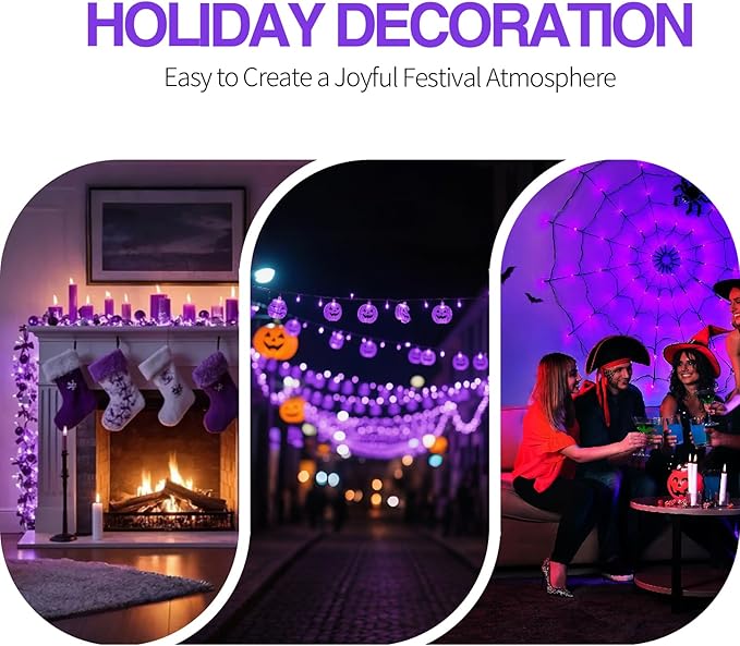 C7 Replacement Bulbs, Dark Purple LED Halloween Lights, Christmas Light Replacement Bulbs for Xmas Tree Patio Holiday Party Prom Wedding Decor, E12 Candelabra Base -10 Pack