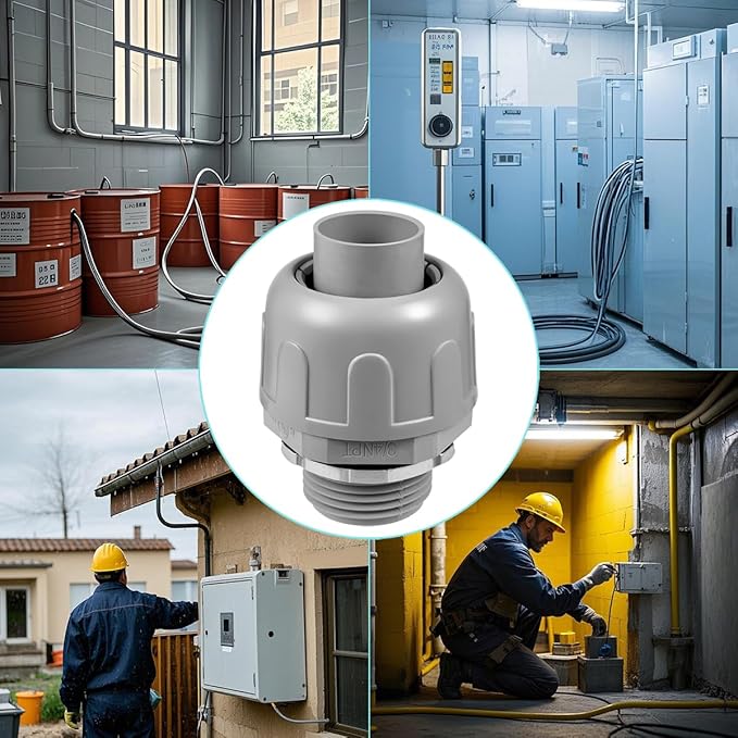 16-Pack 3/4 Inch Liquid Tight Connector NPT Non-Metallic PVC Electrical Flexible Conduit Fittings, UL Listed - 180 Degree Straight